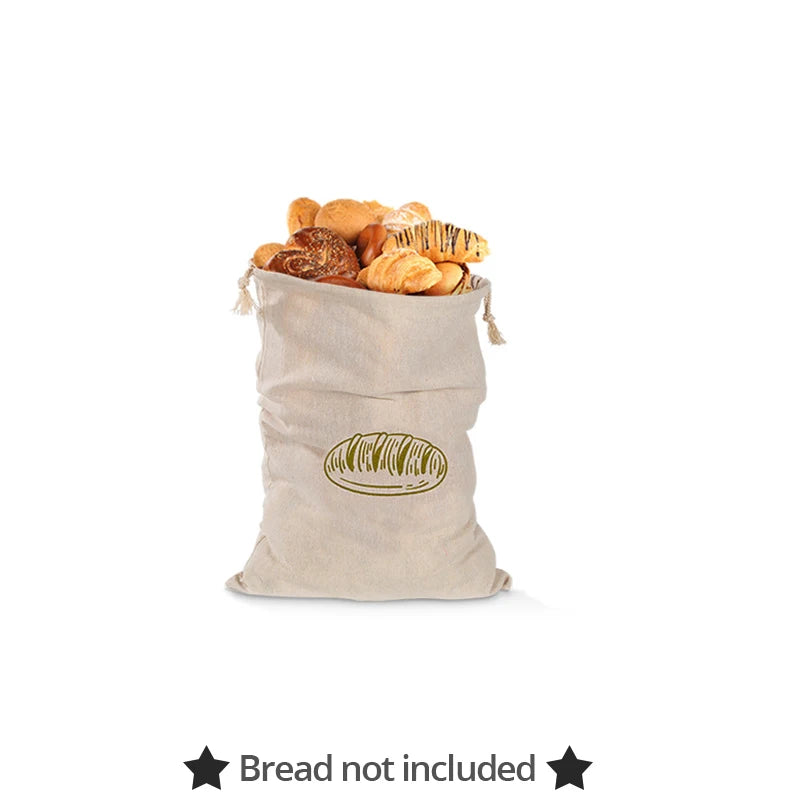 Linen Bread Bags,Reusable Drawstring Bag for Loaf, Homemade Artisan Bread Storage Bag,Linen Bread Bags for Baguette