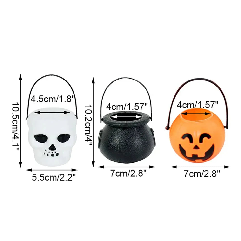 Halloween Witch Cauldron Decoration,Mini Black Plastic Witches Cauldron,Pumpkin Treat Bucket,Candy Basket,Trick or Treat