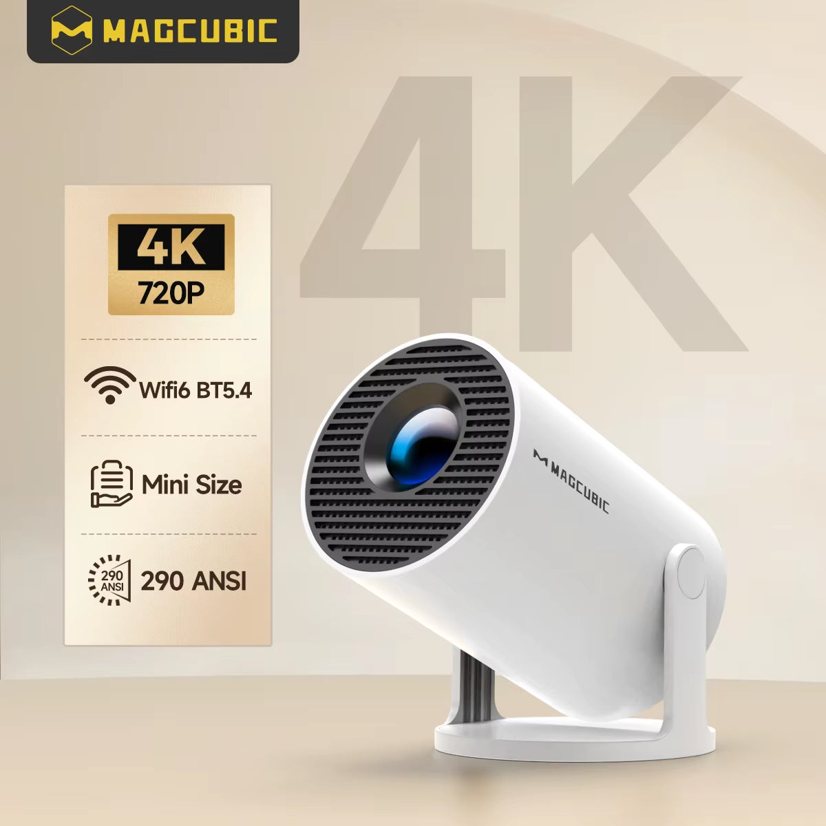 Projector HY300 Wifi6 290ANSI Android11.0 4K Allwinner H713 130"Screen BT5.0 1280*720P Home Theater Outdoor Portable