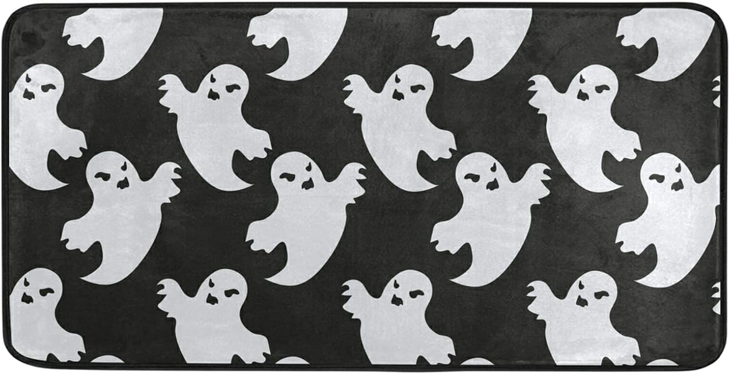Halloween Ghost Kitchen Rug Non-Slip Black Kitchen Floor Mat Washable Kitchen Carpet anti Fatigue Kitchen Mat Bath Decor and Accessories 39X20 Inch