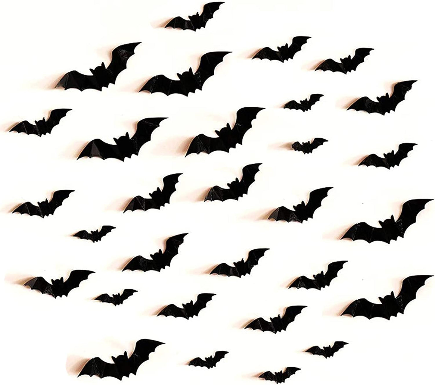 160Pcs 3D Bats Stickers for Halloween Party Supplies - Waterproof Scary Wall Decals, DIY Home Window Decor, Removable Indoor Outdoor Decorations