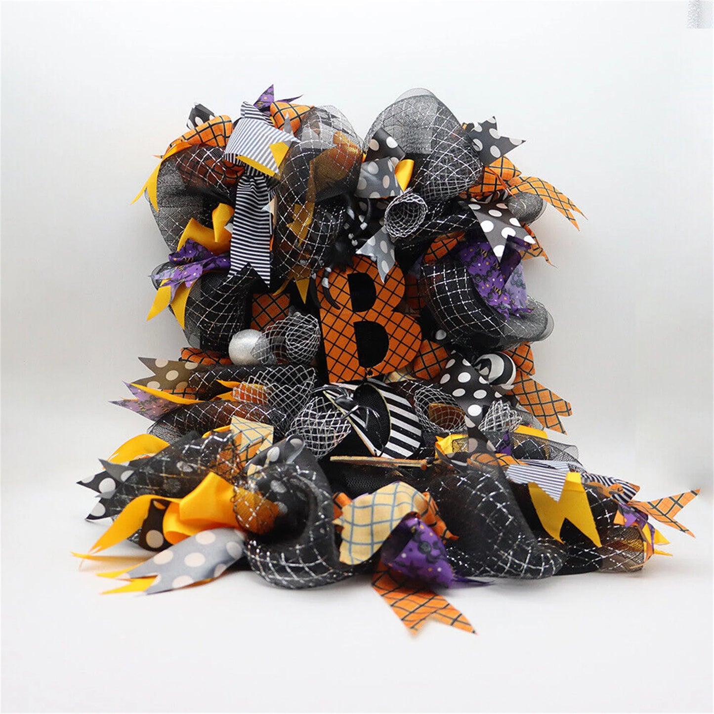 Halloween Wreath Pumpkin BOO Front Door Welcome Wreath for Home Yard Party Art Decorations Halloween Farmhouse Wreath