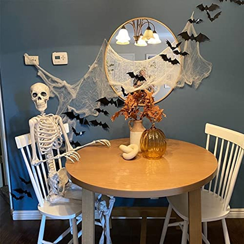 160Pcs 3D Bats Stickers for Halloween Party Supplies - Waterproof Scary Wall Decals, DIY Home Window Decor, Removable Indoor Outdoor Decorations