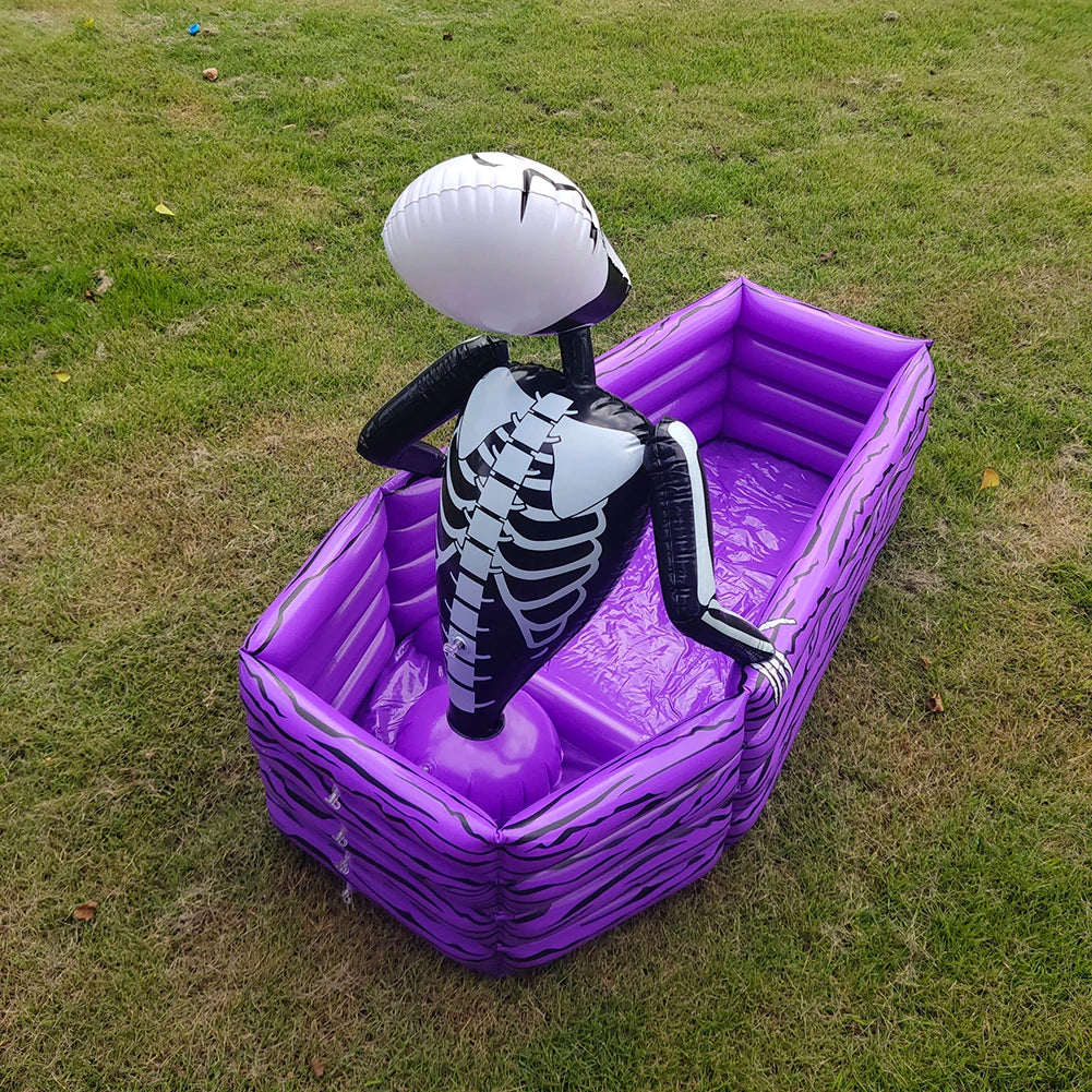 Coffin Ice Bucket Inflatable Halloween Props Skeleton Ice Bucket Portable Foldable Well Sealed Ice Bucket for Pool Parties Wwo66
