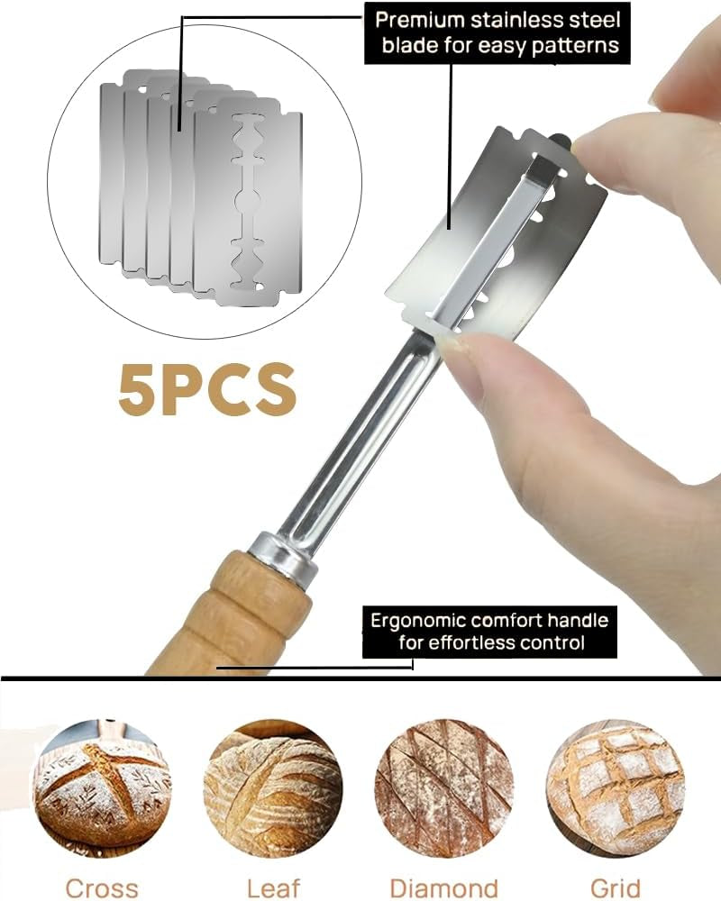 Complete Sourdough Starter Kit - Bread Baking Supplies with Banneton Proofing Ba
