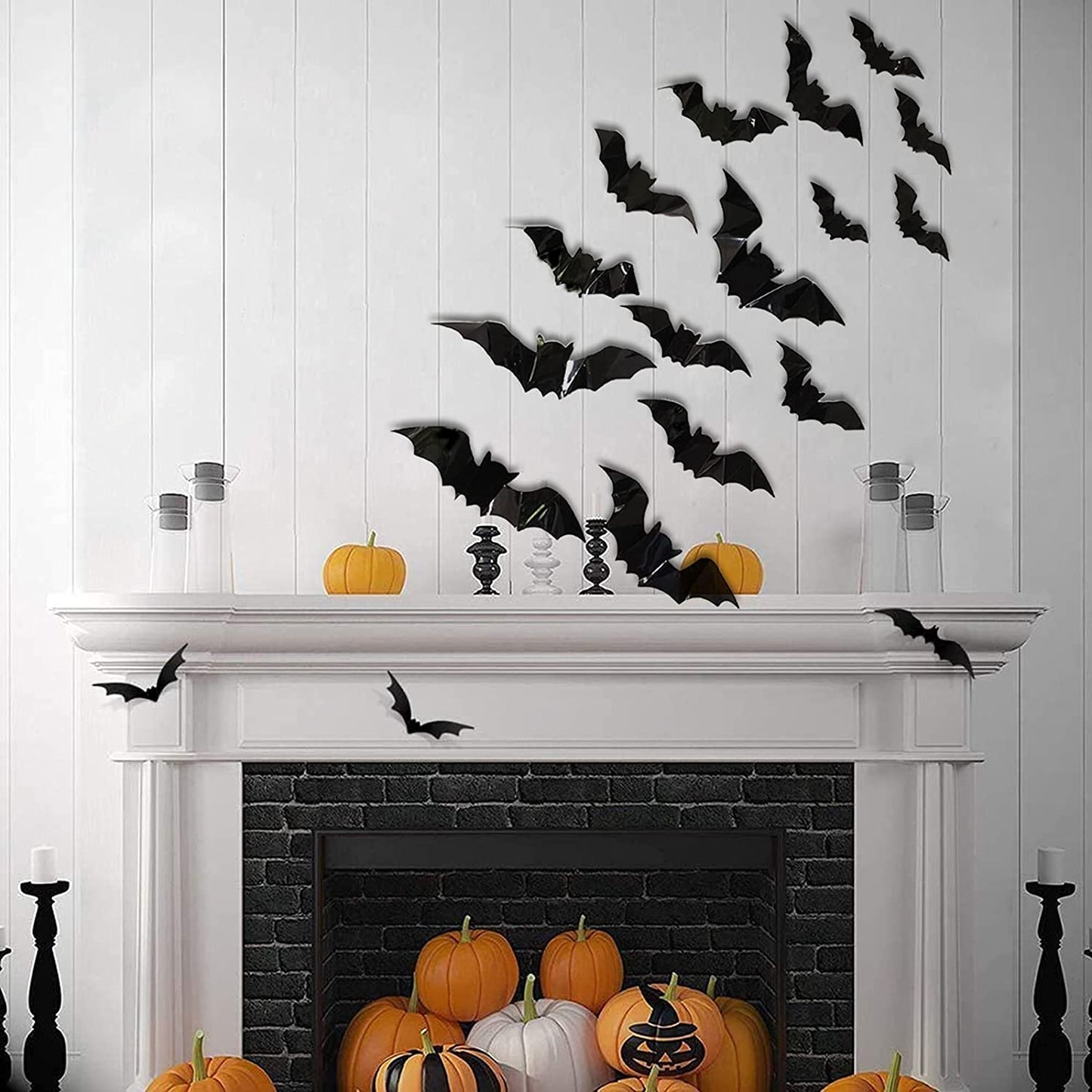 160Pcs 3D Bats Stickers for Halloween Party Supplies - Waterproof Scary Wall Decals, DIY Home Window Decor, Removable Indoor Outdoor Decorations