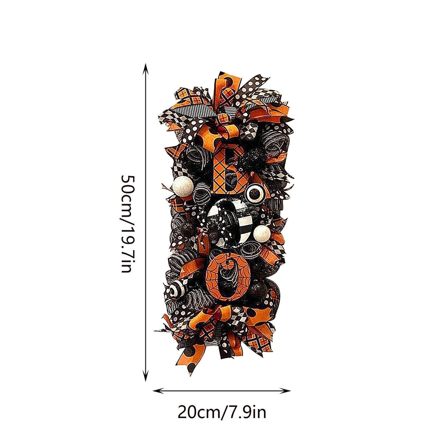 Halloween Wreath Pumpkin BOO Front Door Welcome Wreath for Home Yard Party Art Decorations Halloween Farmhouse Wreath
