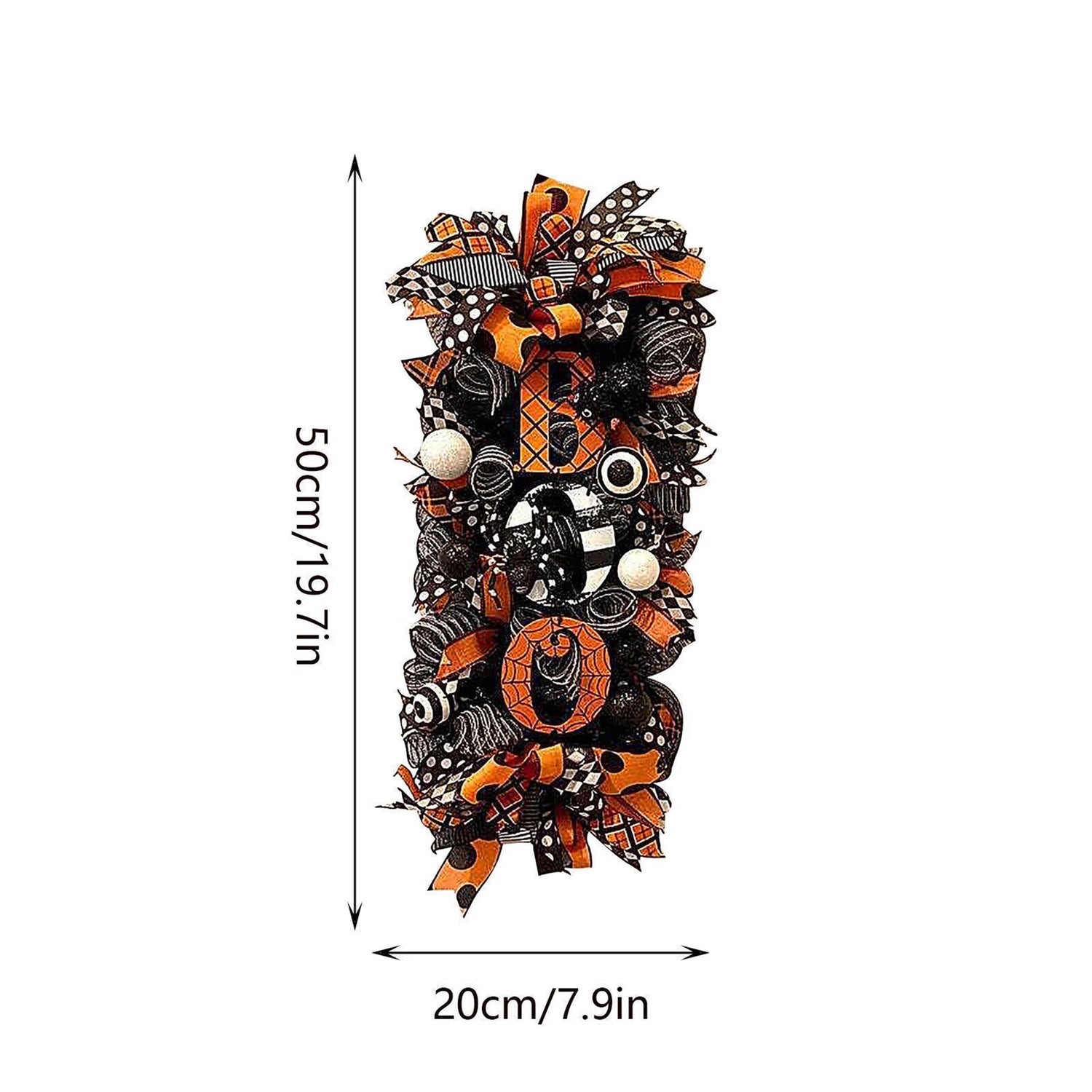 Halloween Wreath Pumpkin BOO Front Door Welcome Wreath for Home Yard Party Art Decorations Halloween Farmhouse Wreath