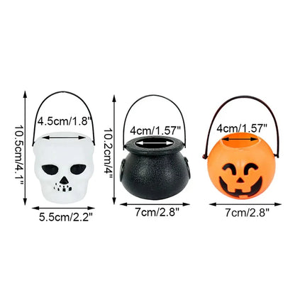 Halloween Witch Cauldron Decoration,Mini Black Plastic Witches Cauldron,Pumpkin Treat Bucket,Candy Basket,Trick or Treat