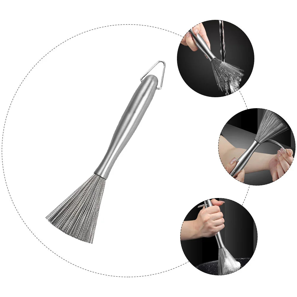 Stainless Steel Scrubber Metal Dish Kitchen Brushes Cookware Washing Brush Pot Cleaning Tools Household Merchandises