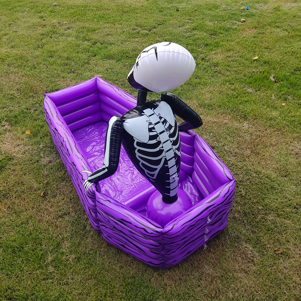 Coffin Ice Bucket Inflatable Halloween Props Skeleton Ice Bucket Portable Foldable Well Sealed Ice Bucket for Pool Parties Wwo66