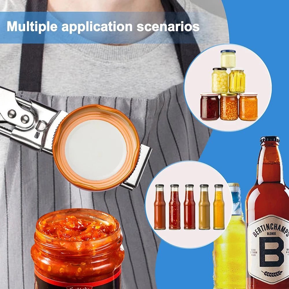 Stainless Steel Gripper Can Opener Multifunctional Adjustable Manual Jar Bottle Lid Opener Kitchen Accessories Tools