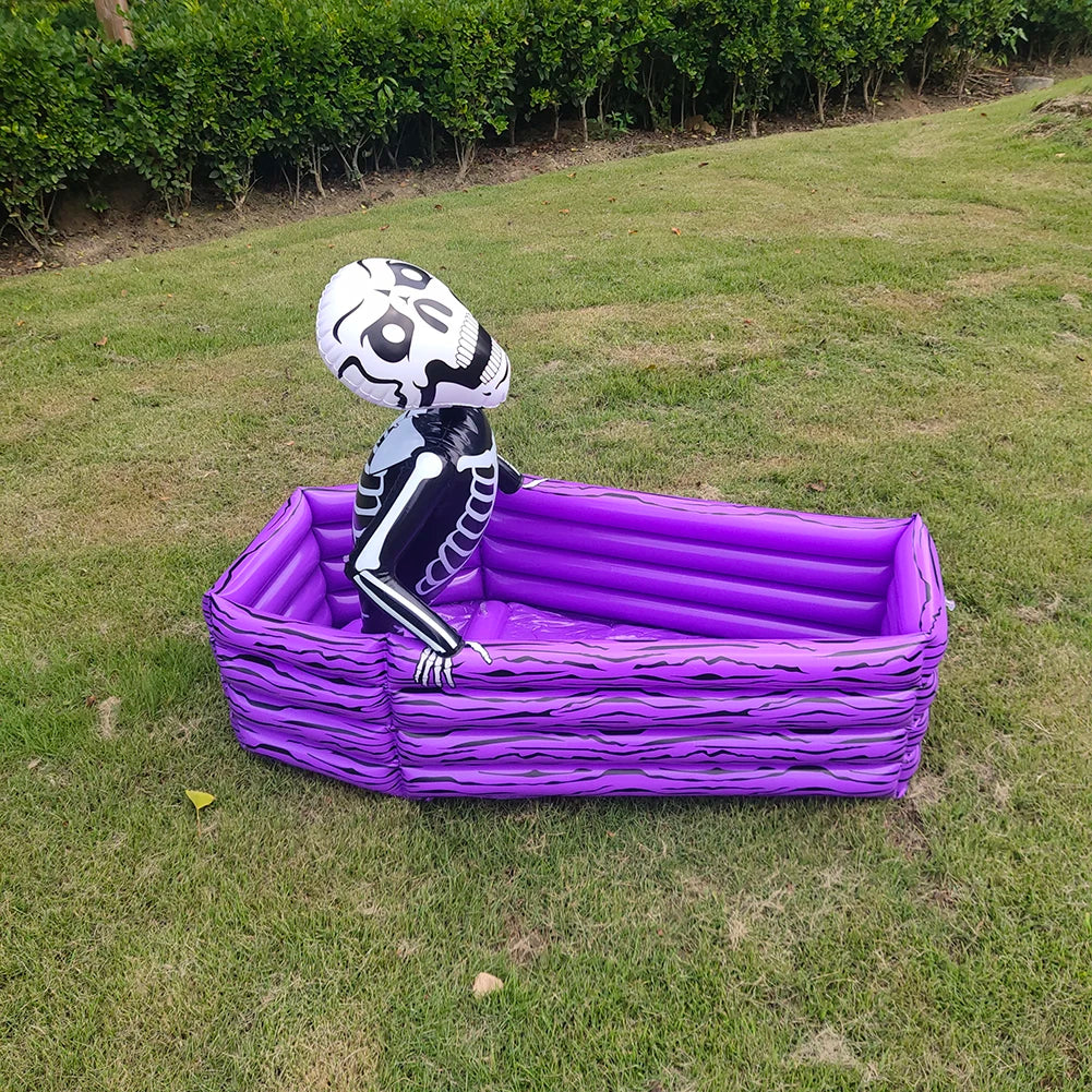 Coffin Ice Bucket Inflatable Halloween Props Skeleton Ice Bucket Portable Foldable Well Sealed Ice Bucket for Pool Parties Wwo66