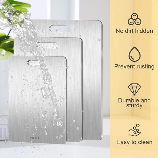 Titanium Cutting Boards Set of 3,Stainless Steel Cutting Boards for Kitchen,Double-Sided Food Grade Cutting Board,Cutting Meat,Cheese,Vegetable,Fruit