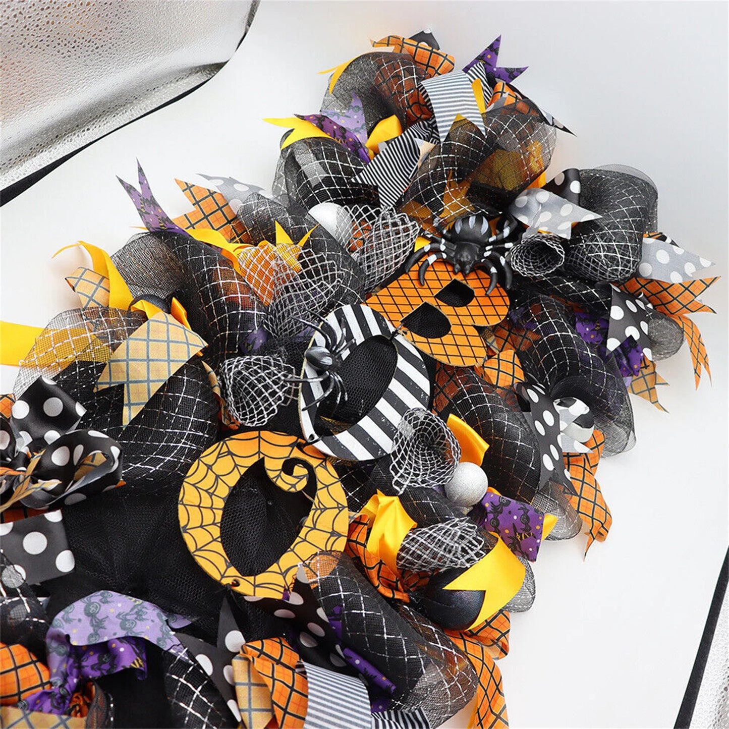 Halloween Wreath Pumpkin BOO Front Door Welcome Wreath for Home Yard Party Art Decorations Halloween Farmhouse Wreath