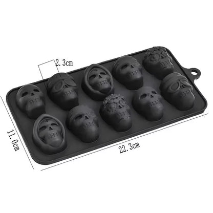Skull Ice Cube Mold 10-Grid Skull Ice Mold for Halloween Kitchen Tools Reusable Making Accessory for Chocolate Ice Cream Mold