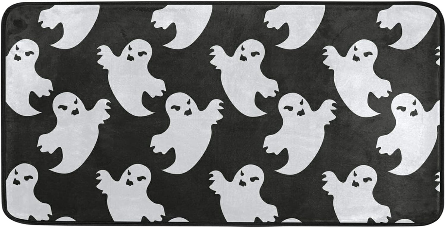 Halloween Ghost Kitchen Rug Non-Slip Black Kitchen Floor Mat Washable Kitchen Carpet anti Fatigue Kitchen Mat Bath Decor and Accessories 39X20 Inch