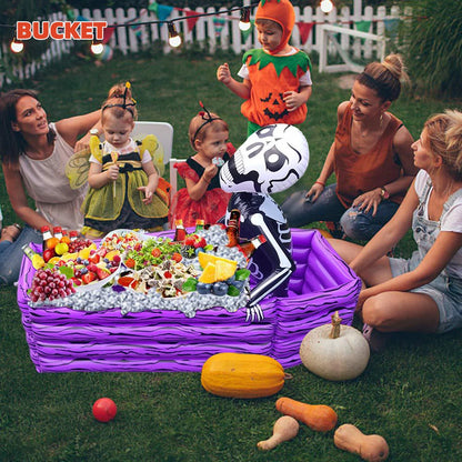 Coffin Ice Bucket Inflatable Halloween Props Skeleton Ice Bucket Portable Foldable Well Sealed Ice Bucket for Pool Parties Wwo66