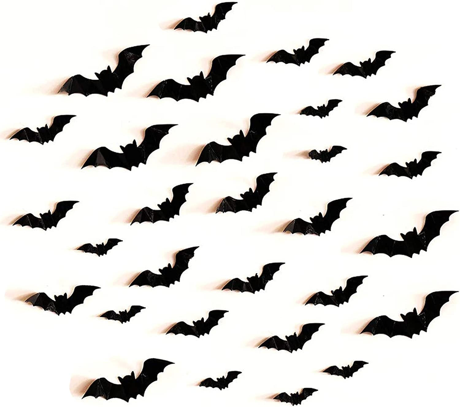 160Pcs 3D Bats Stickers for Halloween Party Supplies - Waterproof Scary Wall Decals, DIY Home Window Decor, Removable Indoor Outdoor Decorations