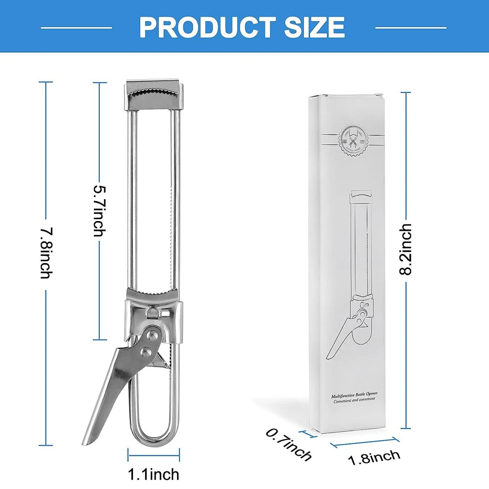 Stainless Steel Gripper Can Opener Multifunctional Adjustable Manual Jar Bottle Lid Opener Kitchen Accessories Tools