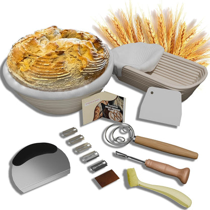 Complete Sourdough Starter Kit - Bread Baking Supplies with Banneton Proofing Ba