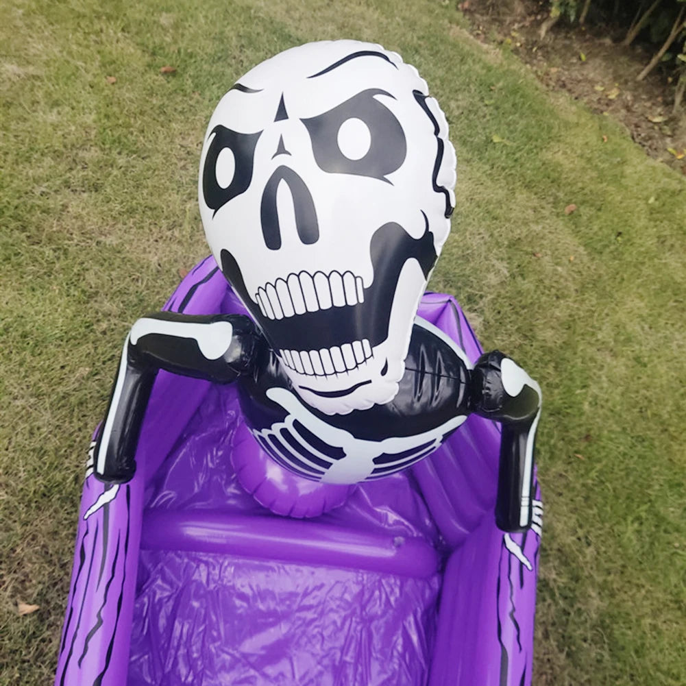 Coffin Ice Bucket Inflatable Halloween Props Skeleton Ice Bucket Portable Foldable Well Sealed Ice Bucket for Pool Parties Wwo66