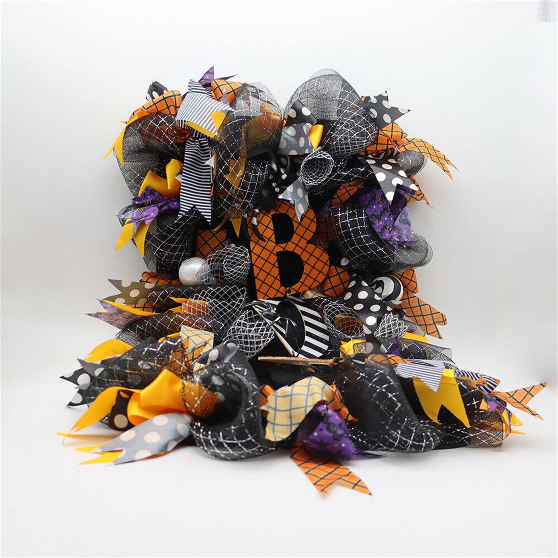 Halloween Wreath Pumpkin BOO Front Door Welcome Wreath for Home Yard Party Art Decorations Halloween Farmhouse Wreath