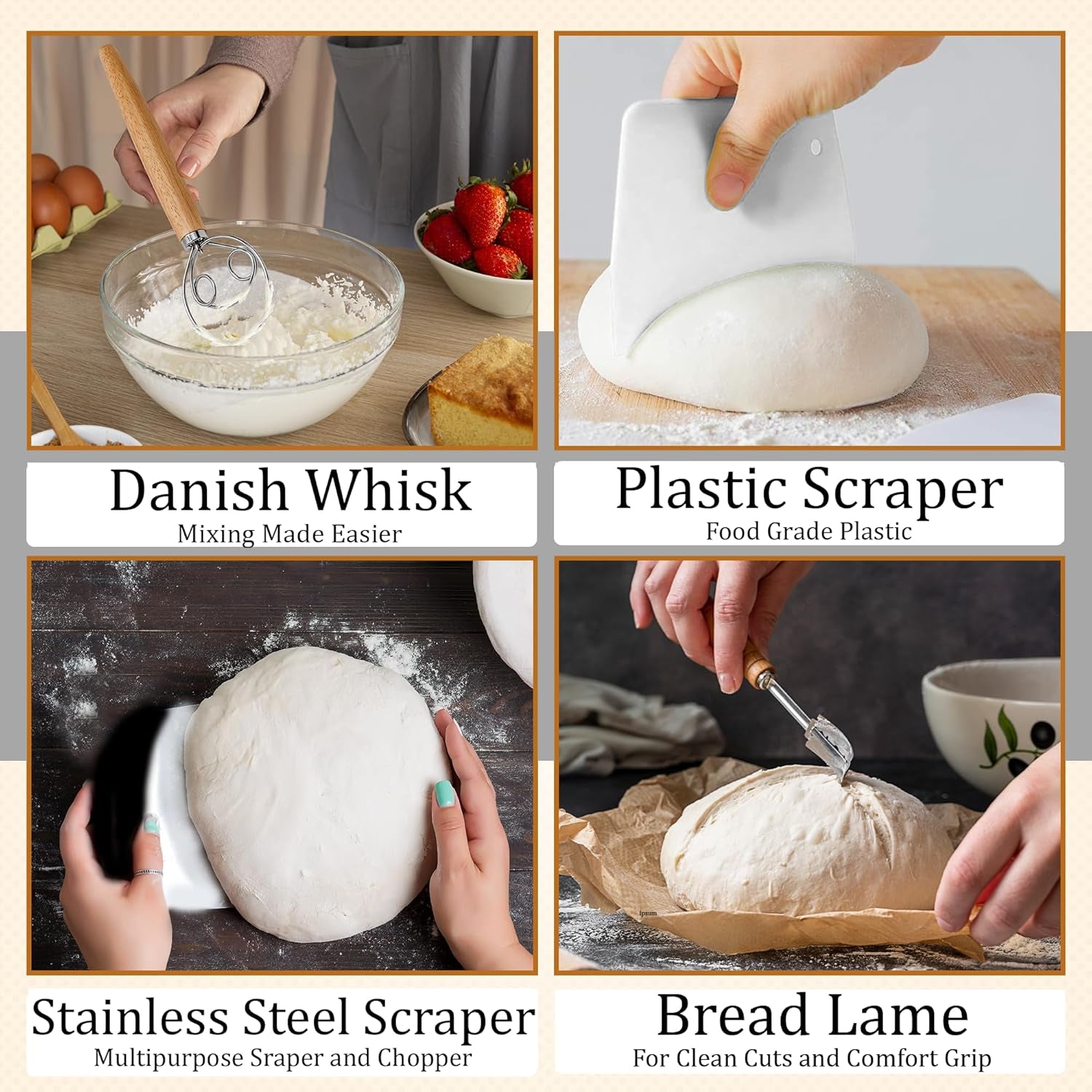Complete Sourdough Starter Kit - Bread Baking Supplies with Banneton Proofing Ba