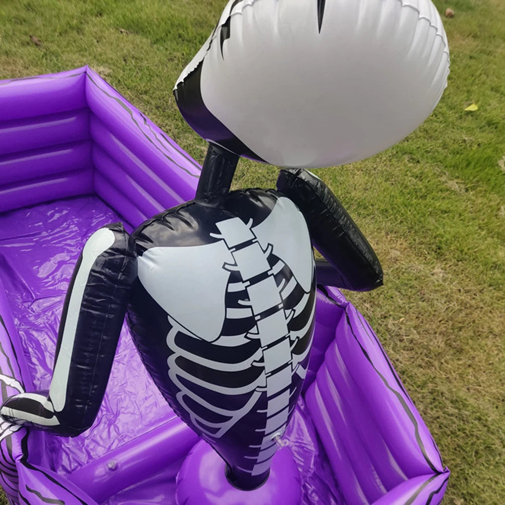 Coffin Ice Bucket Inflatable Halloween Props Skeleton Ice Bucket Portable Foldable Well Sealed Ice Bucket for Pool Parties Wwo66