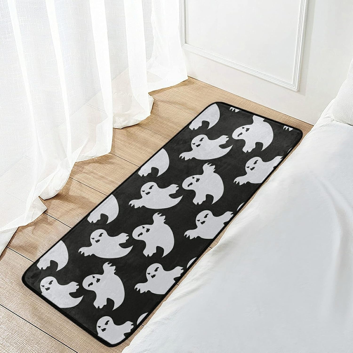 Halloween Ghost Kitchen Rug Non-Slip Black Kitchen Floor Mat Washable Kitchen Carpet anti Fatigue Kitchen Mat Bath Decor and Accessories 39X20 Inch