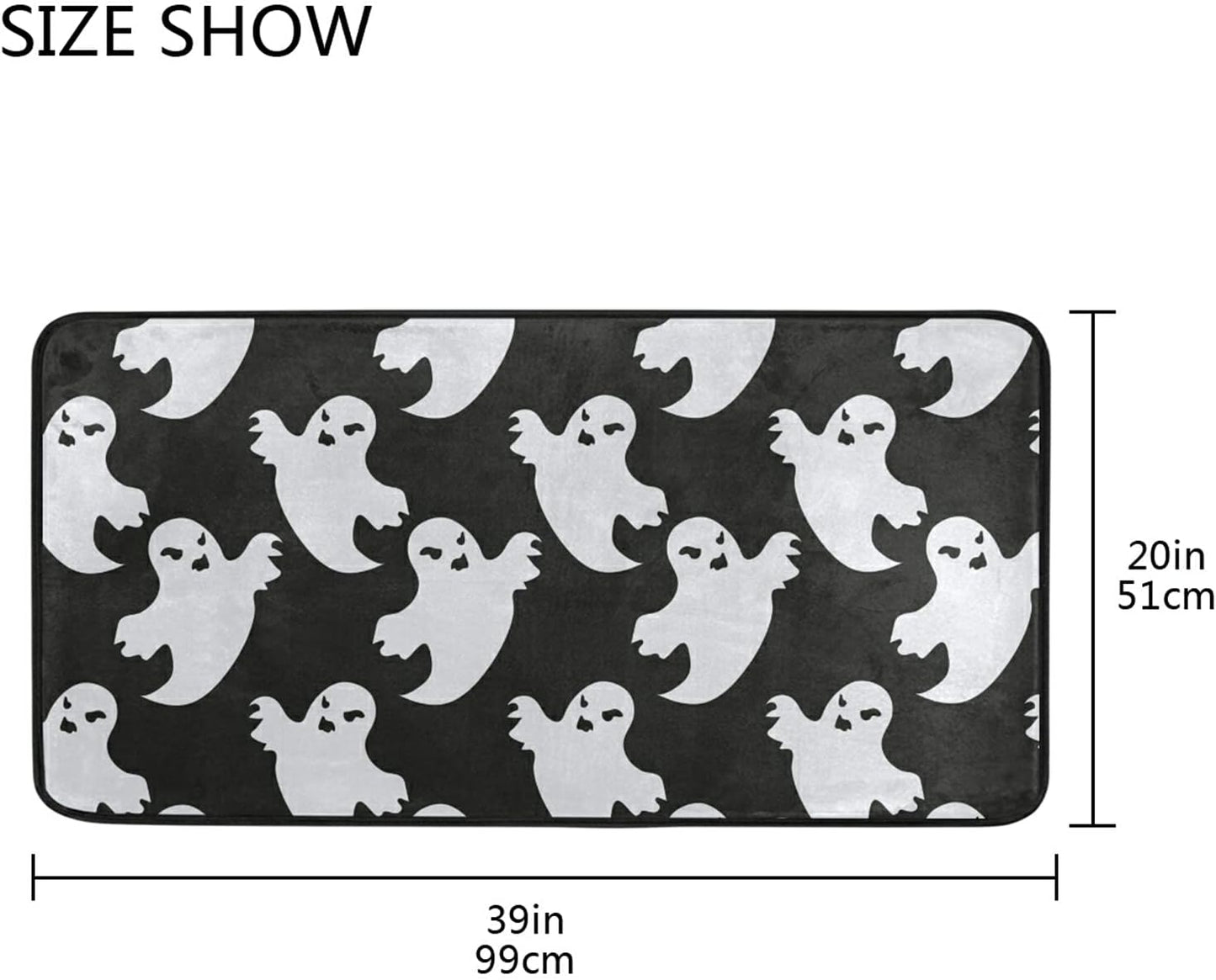 Halloween Ghost Kitchen Rug Non-Slip Black Kitchen Floor Mat Washable Kitchen Carpet anti Fatigue Kitchen Mat Bath Decor and Accessories 39X20 Inch