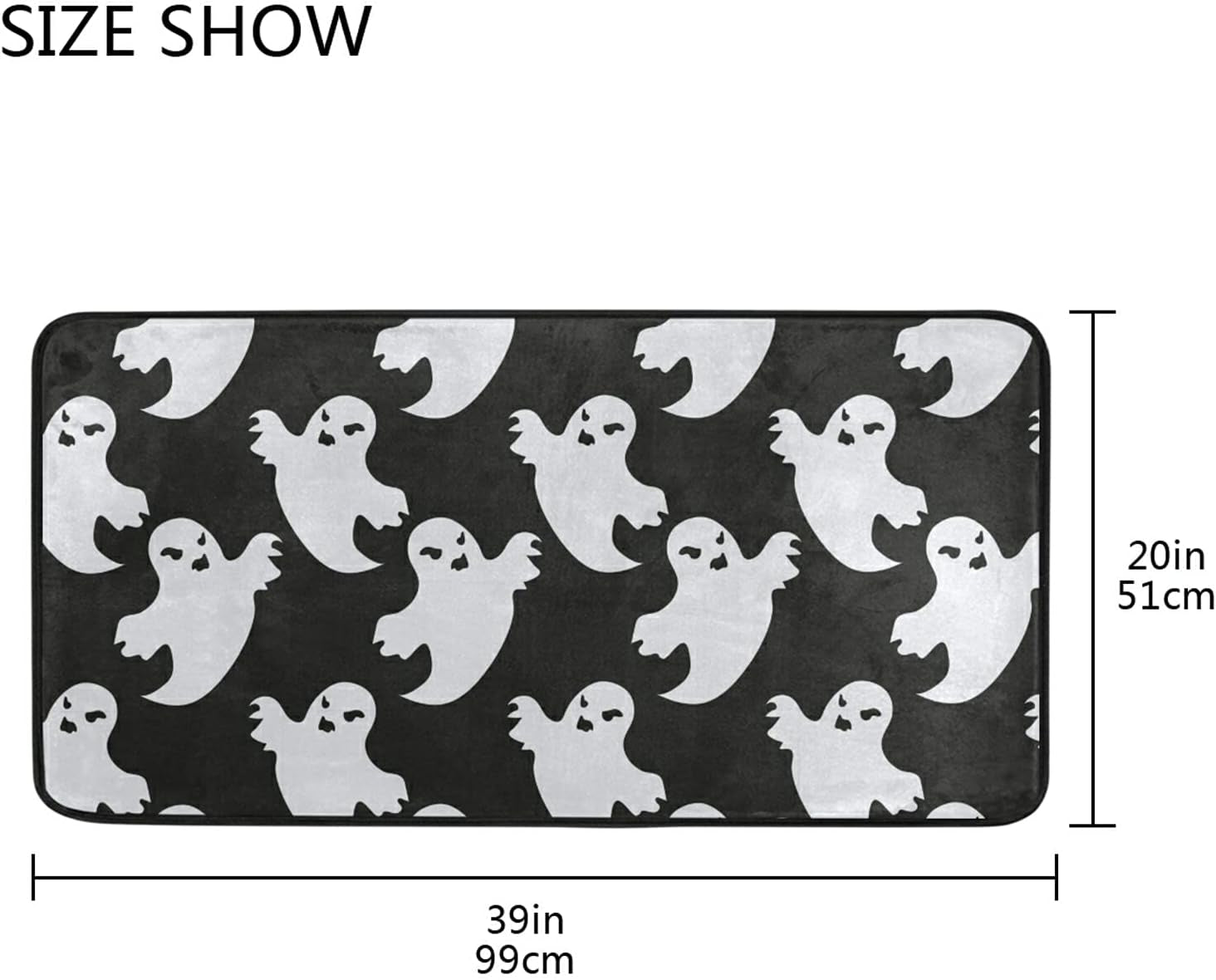 Halloween Ghost Kitchen Rug Non-Slip Black Kitchen Floor Mat Washable Kitchen Carpet anti Fatigue Kitchen Mat Bath Decor and Accessories 39X20 Inch