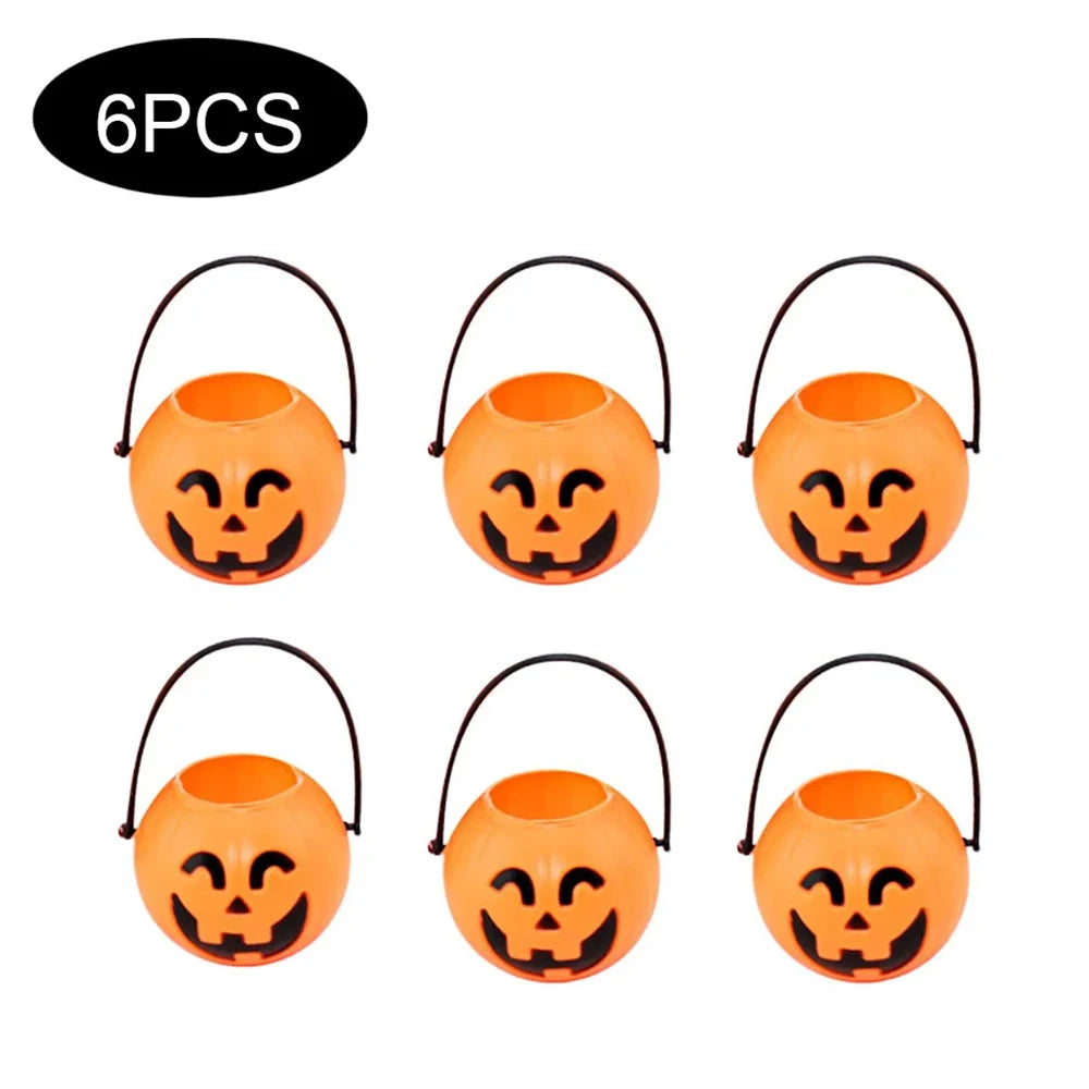 Halloween Witch Cauldron Decoration,Mini Black Plastic Witches Cauldron,Pumpkin Treat Bucket,Candy Basket,Trick or Treat