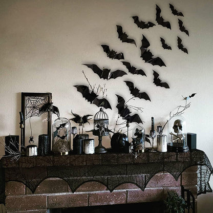160Pcs 3D Bats Stickers for Halloween Party Supplies - Waterproof Scary Wall Decals, DIY Home Window Decor, Removable Indoor Outdoor Decorations