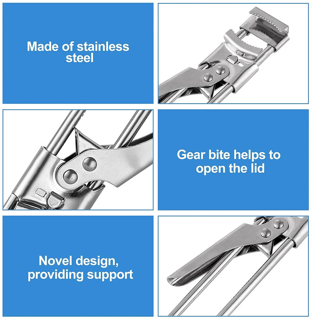 Stainless Steel Gripper Can Opener Multifunctional Adjustable Manual Jar Bottle Lid Opener Kitchen Accessories Tools