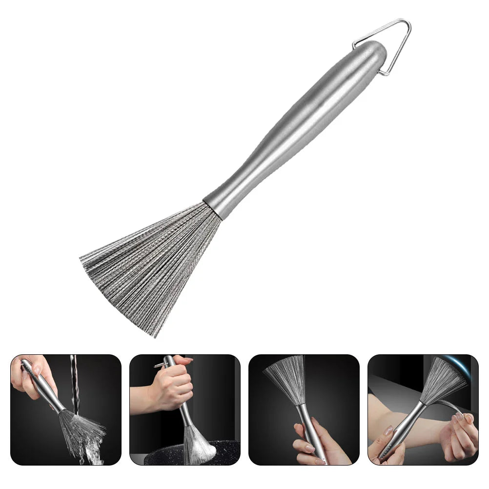 Stainless Steel Scrubber Metal Dish Kitchen Brushes Cookware Washing Brush Pot Cleaning Tools Household Merchandises