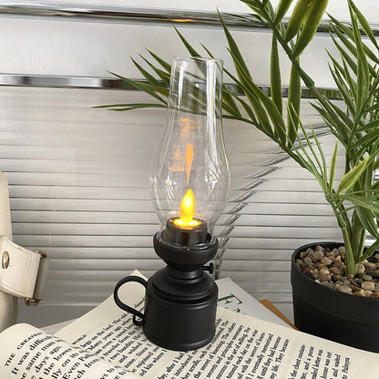 LED Kerosene Lamp Retro Flameless Candle Holders Home Decor Candlestick 80S Old-Fashioned Electronic Table Light Candle Light